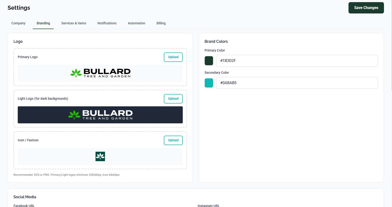 White-Label Branding settings