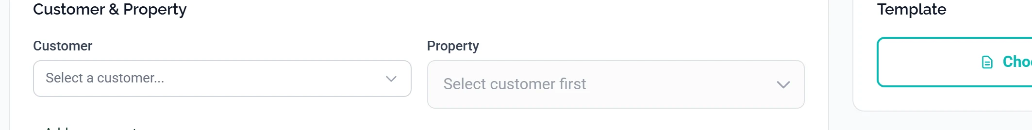The Select a customer button on a new estimate