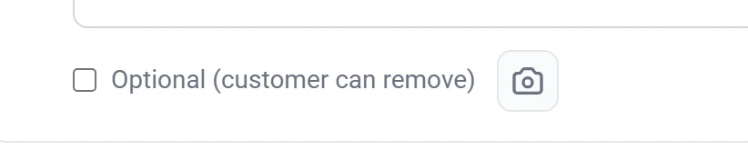 The Optional (customer can remove) checkbox beneath a line item